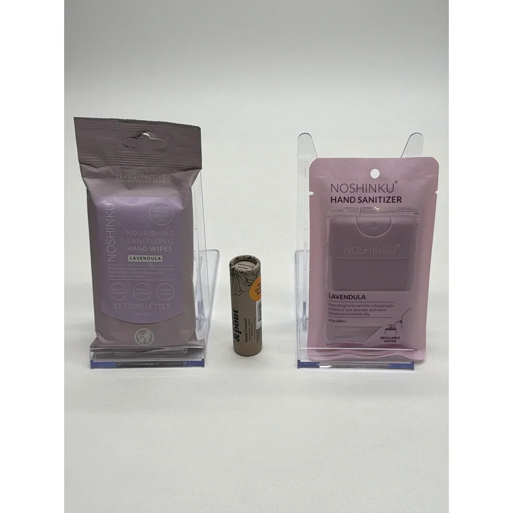 Noshinku Lavendula Hand Sanitizer Wipes &pout Island Coconut Lip Balm Set